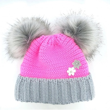 Voxx dívčí pletená čepice Ascona růžová/šedá