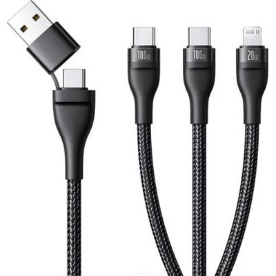 Baseus FLASH SERIES III кабел за данни 3в1 Type-C/USB - 2 Type-C/lightning, 150 см, ЧЕРЕН P10377501111-00 (P10377501111-00)