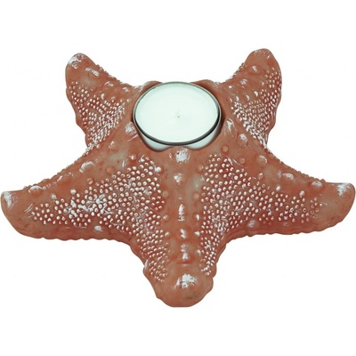 SEA Club Stojánek na čajovou svíčku - Seastar, polyston, korál, V: 6cm, 17x17cm 3821