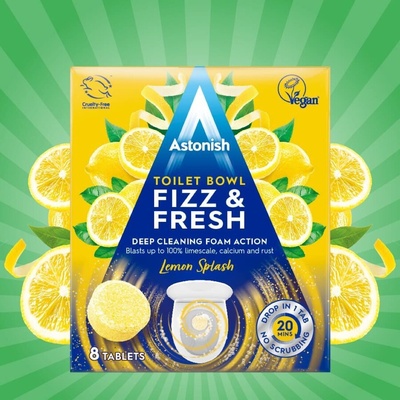Astonish 8 таблекти за почистване на Тоалетна чиния Fizz & Fresh Tabs Lemon Splash