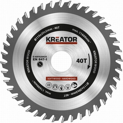 Kreator KRT020435 Pílový kotúč na drevo 115mm, 40T