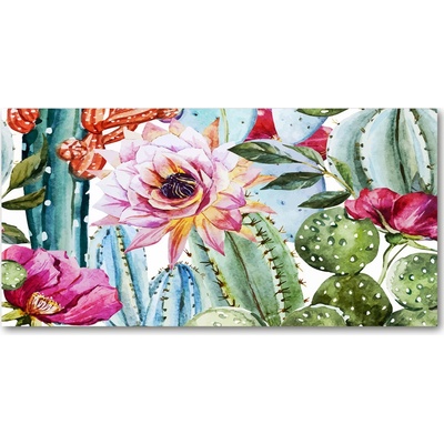 Fotoobraz na skle Kaktusy a kvety 100x50 cm