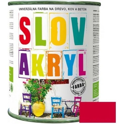 SLOVAKRYL VODOURIEDITEĽNÉ AKRYLOVÉ FARBY NA DREVO, KOV A BETÓN ČERVENÁ 0,75KG