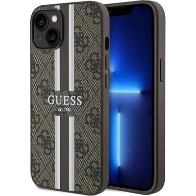 GUESS Кейс Guess 4G Printed Stripes MagSafe за iPhone 15/14/13, кафяв (GUE003409-0)