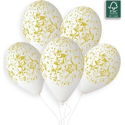 Svet balonku Balón biely Zlatý mramor 33 cm
