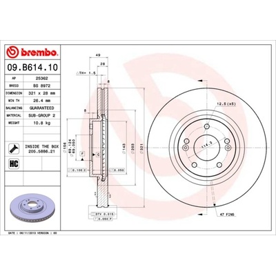 BREMBO Brzdový kotúč 09B61410