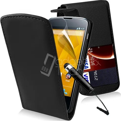 LG Nexus 4 E960 Flip Калъф Черен + Протектор и Стилус
