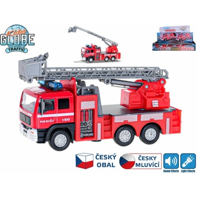 Dudlu Auto hasiči kovové 14cm zpětný chod na baterie Světlo Zvuk