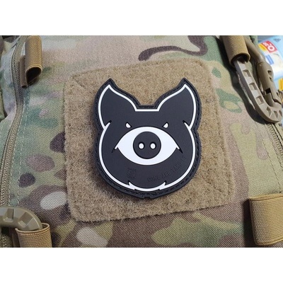 JACKETS TO GO Nášivka MONSTER PIG plast velcro ČERNÁ/BÍLÁ