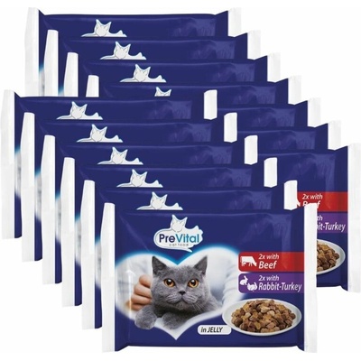 PreVital Cat hovädzie králik morka v želé 52 x 100 g