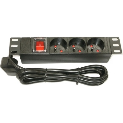 XtendLan ZASUVKA3-10 Rozvodný panel, 10", 3x 230V, ČSN, vypínač, kabel 1,8m, černý ZASUVKA3-10