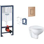 GROHE Rapid SL - Комплект за предстенна инсталация, тоалетна, седалка SoftClose, бутони Skate Cosmopolitan и комплект за поставяне на таблет, четка Warm Sunset SANI11BB4155 (SANI11BB4155)