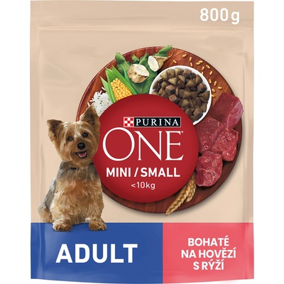 Purina ONE Mini Adult granule pro psy hovězí s rýží 0,8 kg