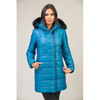 Image 1 of Radek's collection Дамско зимно яке в синьо зелен цвят с качулка 22103-405