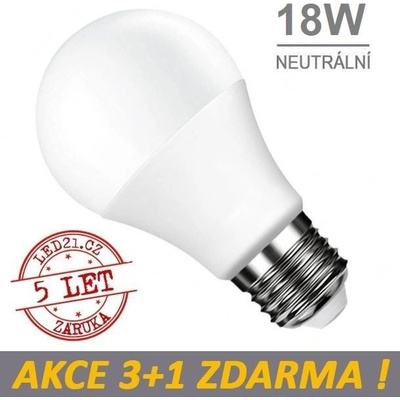 LED21 LED žárovka E27 18W SMD2835 1880 lm CCD Neutrální bílá, 3+1