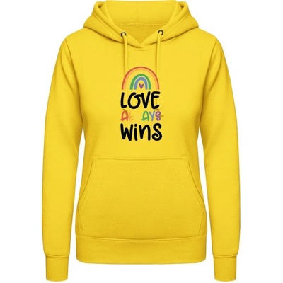 AWDis Dúhová mikina s Nápisom Love Always Wins slnečná žltá
