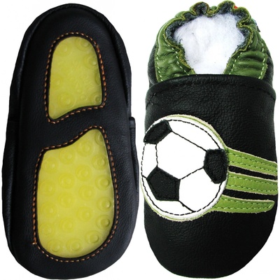 Carozoo Kožené capáčky s gumovou podrážkou fotbalový míč Modrá – Zboží Dáma