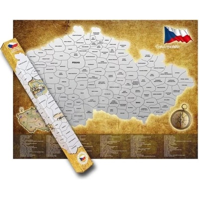 Zaparkorun Stírací mapa České republiky - stříbrná - 80 x 65 cm