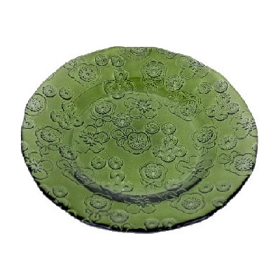 San Miguel Talíř z recyklovaného skla 20x2 cm FLORA zelená