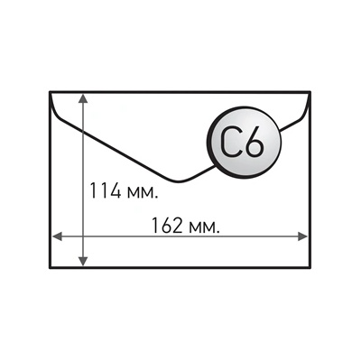 Плик за писма, C6, 114 x 162 mm, хартиен, с триъгълен капак, бял, 100 броя