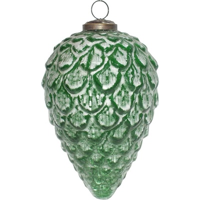 Clayre & Eef Zelená skleněná vánoční ozdoba šiška - Ø 10*16 cm