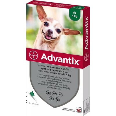 Advantix spot-on pipeta proti kliešťom a blchám pre psy do 4 kg 0,4 ml