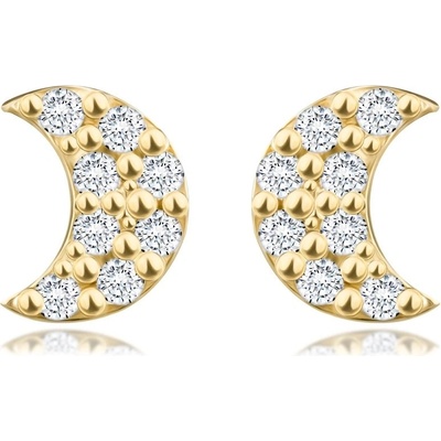 Šperky eshop náušnice ze žlutého zlata měsíc osm čirých diamantů v každé náušnici S3BT508.39