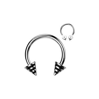 Šperky4U piercing podkova černé proužky PV01008