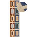 Flair Rugs Ръчно изработена вълнена пътека в син и оранжев цвят 60x230 cm Retro Blocks - Flair Rugs (503119376496)