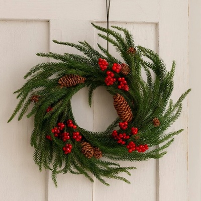 HOMLA Modřínový věnec s červenými doplňky 35 cm – Zbozi.Blesk.cz