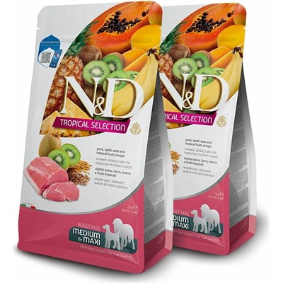 N&D Tropical Selection Dog Adult Medium & Maxi Ancestral Grain pork 2 x 10 kg