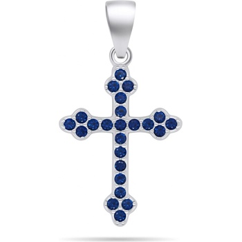 Brilio Silver Strieborný prívesok s modrými zirkónmi Krížik PT84WB