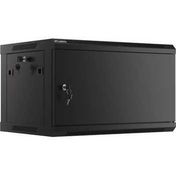 Lanberg rack cabinet 19" wall-mount 6U/600x450 for self-assembly with metal door black (flat pack) (WF01-6406-00B)