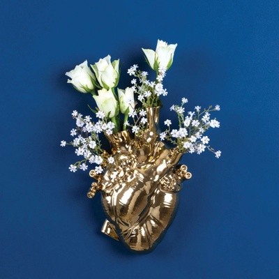 Seletti Váza LOVE IN BLOOM 25 cm, zlatá