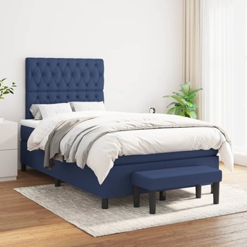 vidaXL Боксспринг легло с матрак, синьо, 120x200 см, плат (3136827)