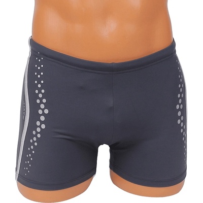 Мъжки бански боксер в графитено с кант и точки