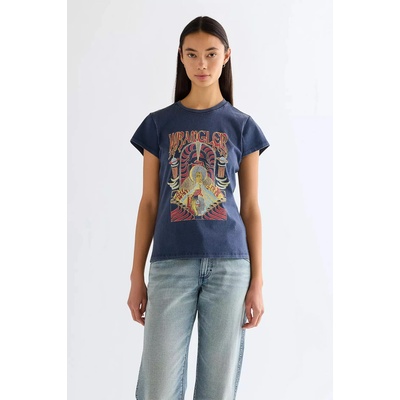 Wrangler Dámske tričko Wrangler®Slim Shrunken Band Tee 112378065 Modrá