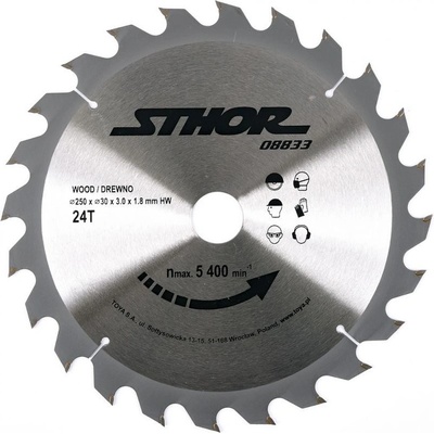 Sthor Kotouč na dřevo 250 x 30 mm 24z