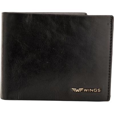 WINGS WINGS Pánská peněženka z přírodní telecí kůže s klopou černá L