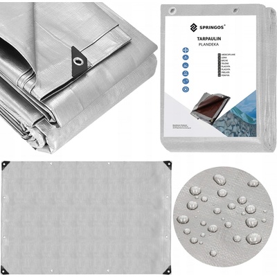 Springros krycí plachta s oky 5 x 8 m extra silná 210g PE stříbrná PROTECT GA2140-XG