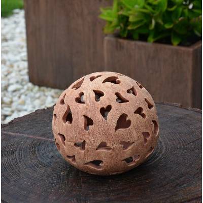 Keramická koule na svíčku se srdíčkem 15 cm Motiv: světlá