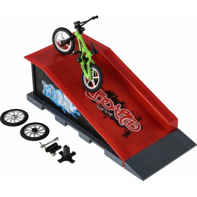 Skatepark bicykel prstový skrutkovací s rampou plast 10cm s doplnkami 3 farby