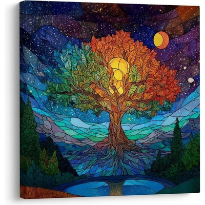 Obraz mystický strom života v horách - 50x50