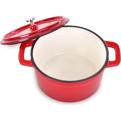 VEYRA Liatinový hrniec s pokrievkou červený 750 ml 14 cm