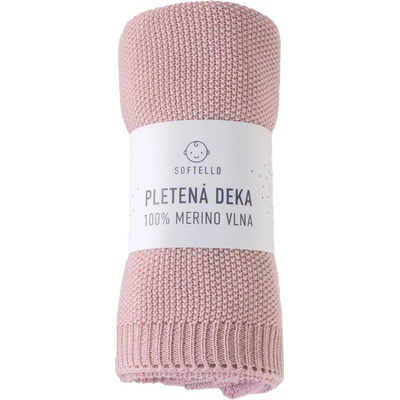 SOFTELLO Pletená merino deka ABA tmavoružová