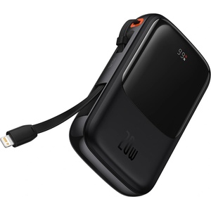 Baseus Външен пакет батерии 2x Lightning, Type-C, USB, 20W, 10000mAh + Type-C кабел, 3A - Baseus Qpow Pro (PPQD020001) - черен