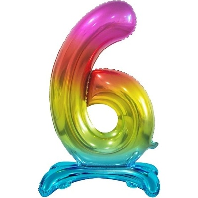 GoDan Fóliové číslo 6 stojící duhové 74 cm