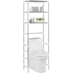 vidaXL Стелаж за съхранение над тоалетна 3 рафта сребрист 53x28x169 см (282464)