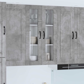 vidaXL Стенен стъклен шкаф PORTO Циментено сиво 60 x 31 x 100 см (885528)