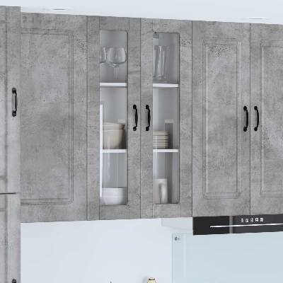 vidaXL Стенен стъклен шкаф PORTO Циментено сиво 60 x 31 x 100 см (885528)